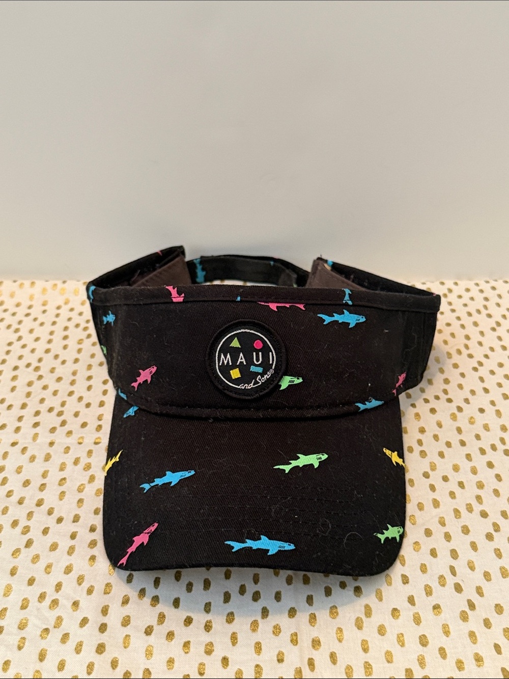 MAUI Black Shark Print Visor - Multicolor Sharks